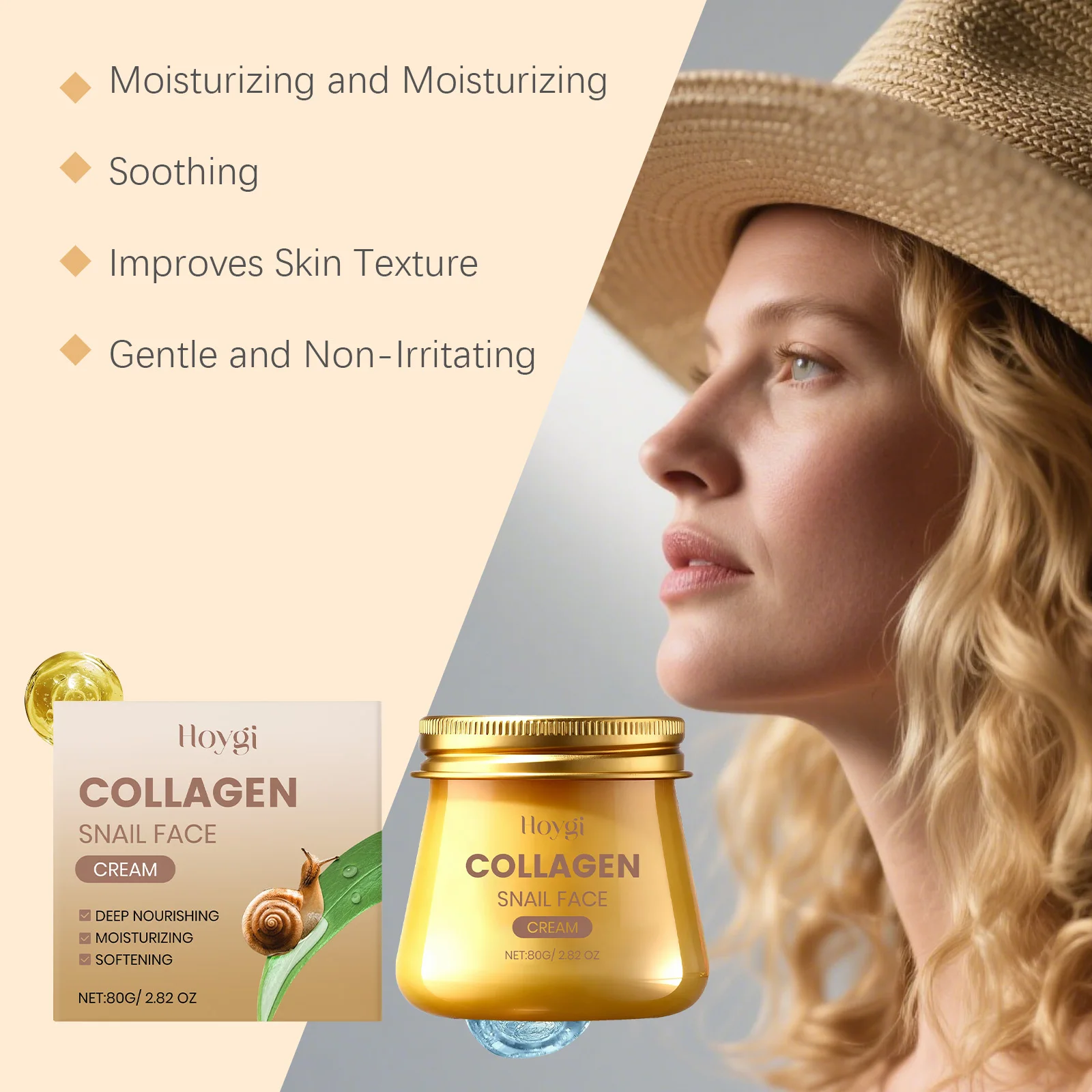 Snail Collagen Face Cream Moisturizing Enhance Skin Elasticity Massage Nourishing Smoothing Reduce Dryness Firming Face Cream
