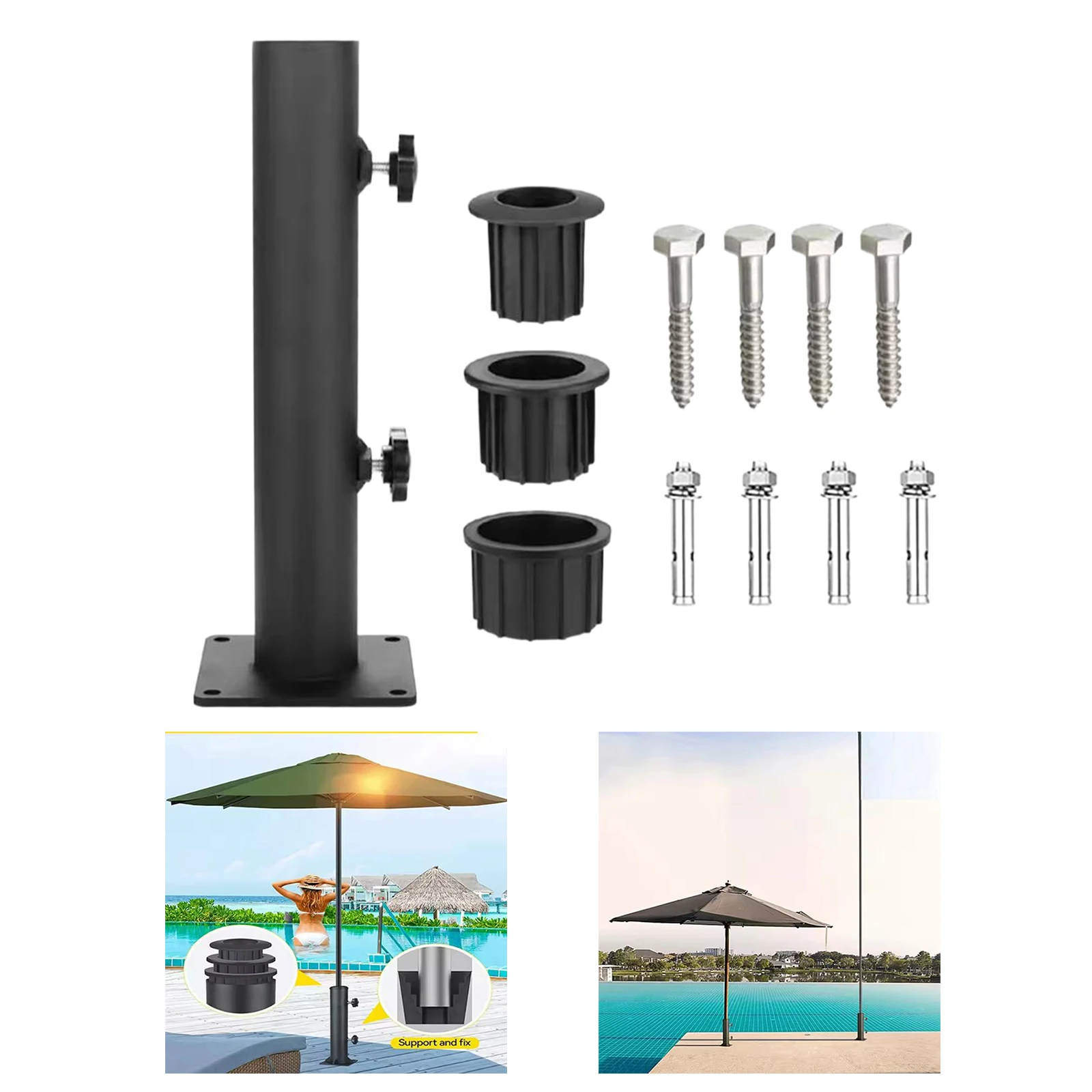 Patio Umbrella Bracket Parasol Base Bracket Adjustable Replacement Deck Umbrella Base Stand Umbrella Clamp for Patio Garden