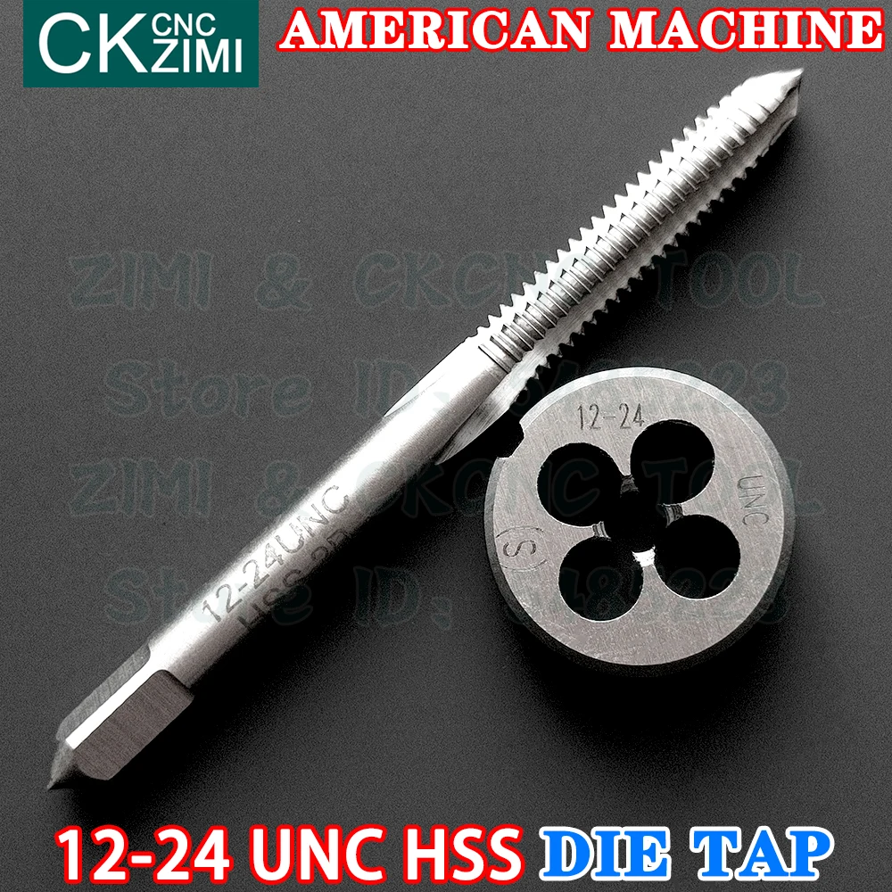 

12-24UNC 12-24 UNC HSS Straight Handle American standard Machine Die Tap High Speed Steel Wire Tapping Drill Round Die Metal Too