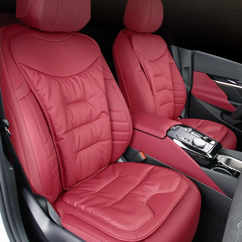 Luksusowa poduszka na fotel samochodowy do Porsche Cayenne Macan PU Leather Auto Seat Back Cushion Super Soft Car Seat Cover Akcesoria — 2