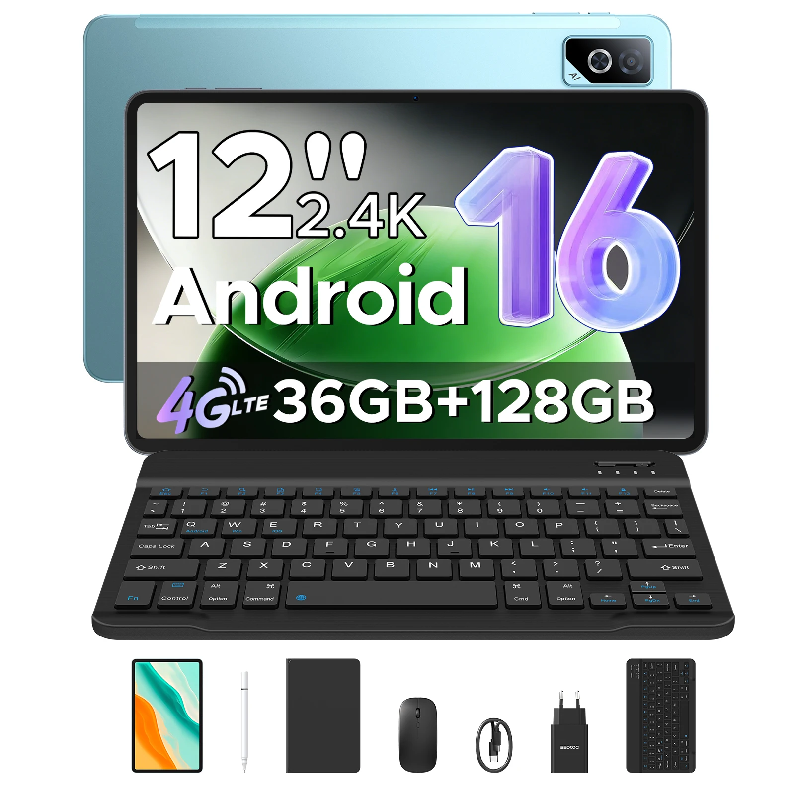 DOOGEE Tab G6 Pro Tablet 12 inch Android 16 12'' 90Hz Display 36GB RAM+128GB 9000mAh Battery Helio G100 Octa Core Dual Speakers