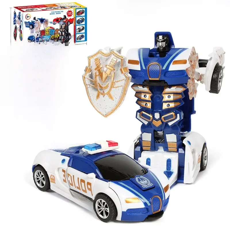 Déformation de collision pour enfants bleus voiture de police jouet garçon inertie impact voiture de déformation à un bouton