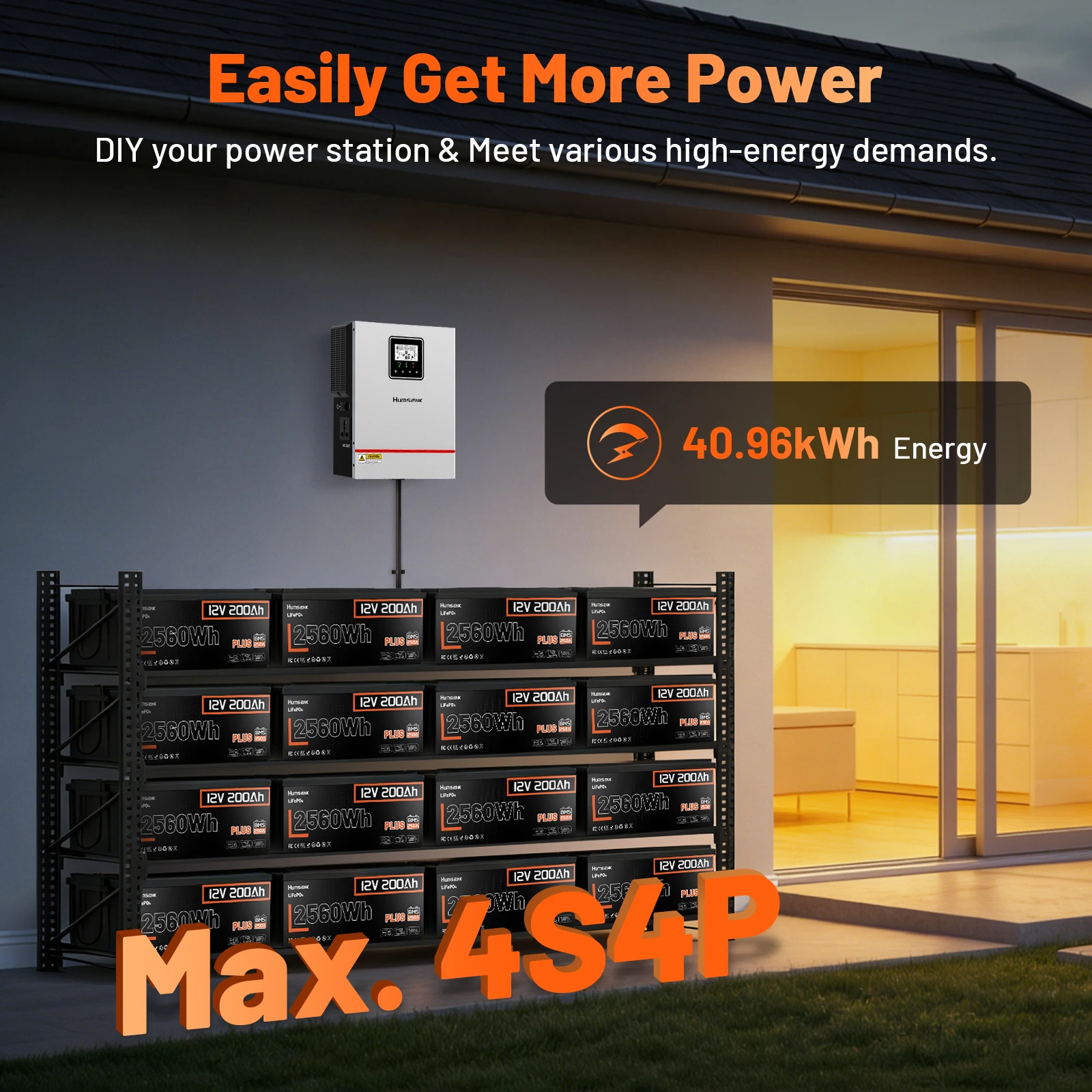 Humsienk 12V 200Ah LiFePO4 Battery, Built-in 250A BMS, 15000+ Deep Cycle, Low-Temp Protection, Rechargeable Lithium Battery for RV, Van, Golf Cart, Boat, Camper, Marine, Trolling Motor, Off-Grid, Solar Energy Storage, 5-Year Warranty - view 8