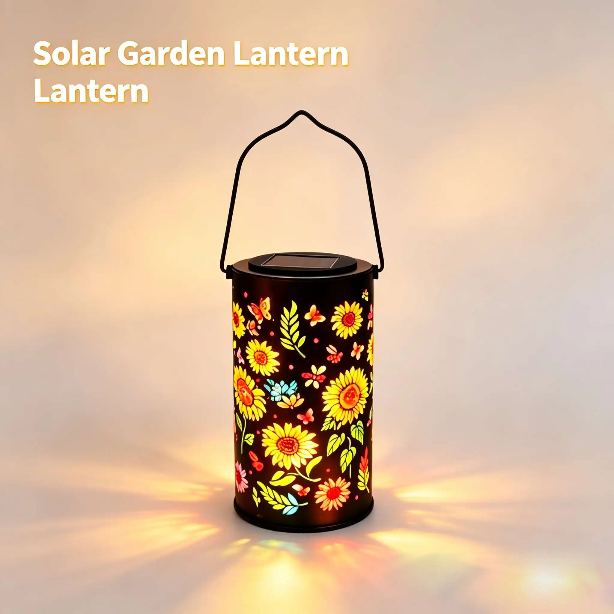 Colorful Sunflower Shadow Solar Lantern Outdoor LED Decor Light for Pathway Lawn Garden Patio Yard Home Beautiful Night Lighting