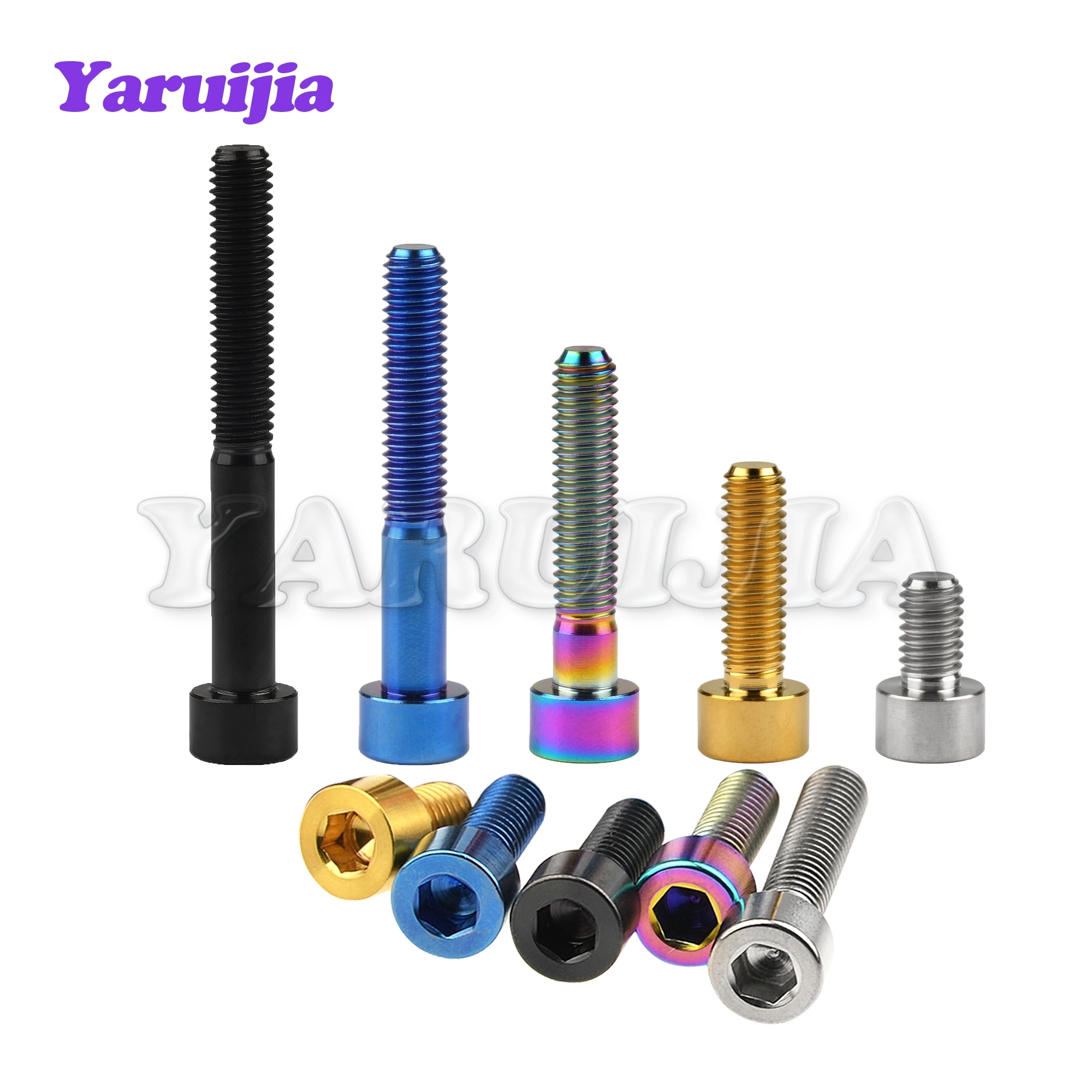 Yaruijia Titanium Bolts M5/M6x10/12/15/16/18/20/23/25/30/35/40/45/50/55/60/65mm Allen Key for Bicycle Stem Seatpost Bike Parts