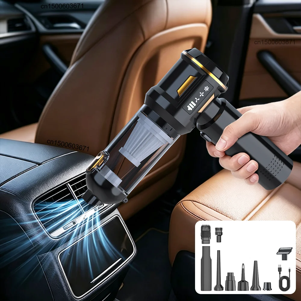 Tragbarer Auto-Staubsauger, kabelloser Handstaubsauger, 6000 mAh, USB-aufladbar, leistungsstarker kleiner Staubsauger für die Reinigung von Autoinnenräumen, Haushalt, Büro und Tierhaaren.