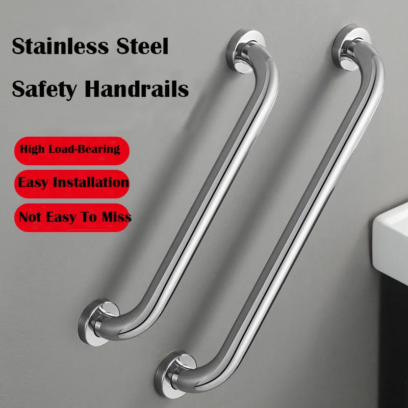 Bathroom Safety Accessories Stainless Steel Toilet Handrail Bar Shower Handle Safety Helping Handle Towel Rack Non-slip Grip