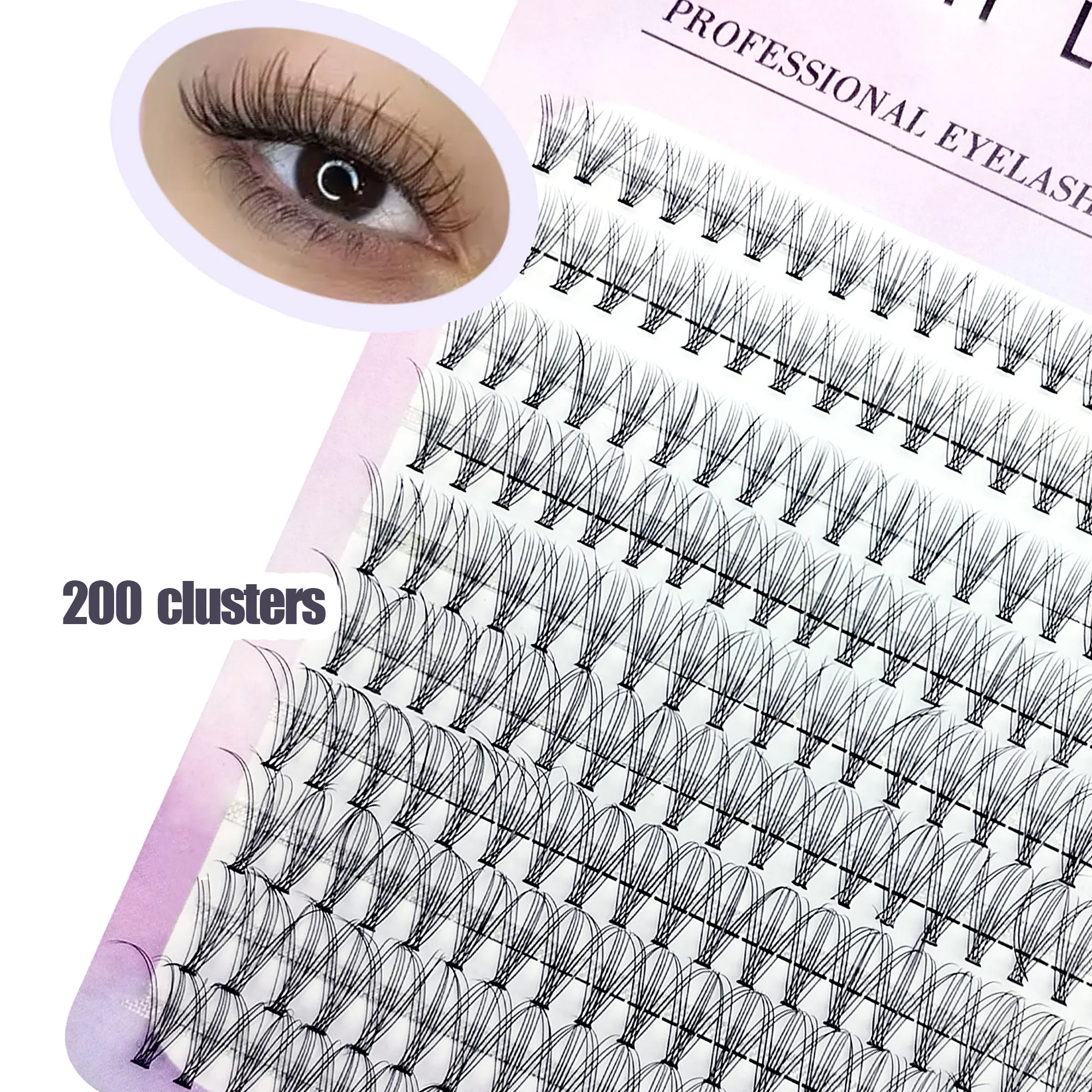 200 Cluster dünner DIY-Wimpern - C/D-Curl, 8-16mm Einzelwimpern, flauschig und natürlich, geeignet für Anfänger – Detail 5