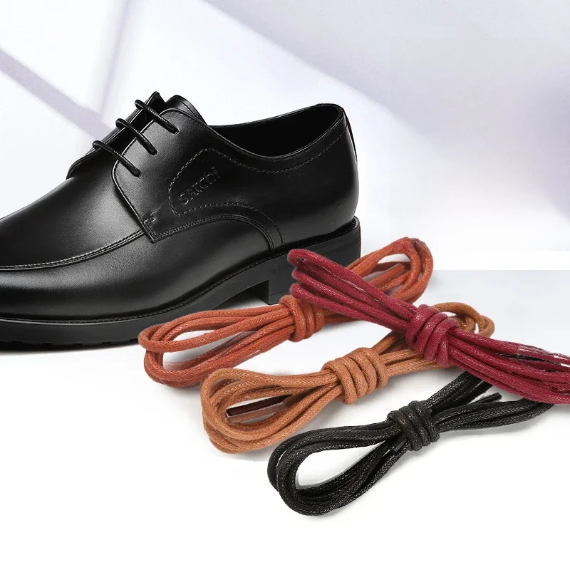 Lacets Lumineux Ronds Oxford en Coton Ciré pour Chaussures, Bottes, Cuir Imperméable, Longueur 60/80/100/120/140/180cm, 6 Documents