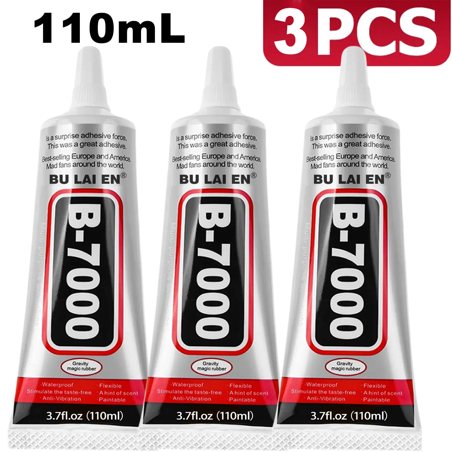 B-7000 Stoffkleber Permanent und Waschbar, Nähfreier Klebstoff für Kleidung, Denim, Polyester, Baumwolle, Flanell-Materialien