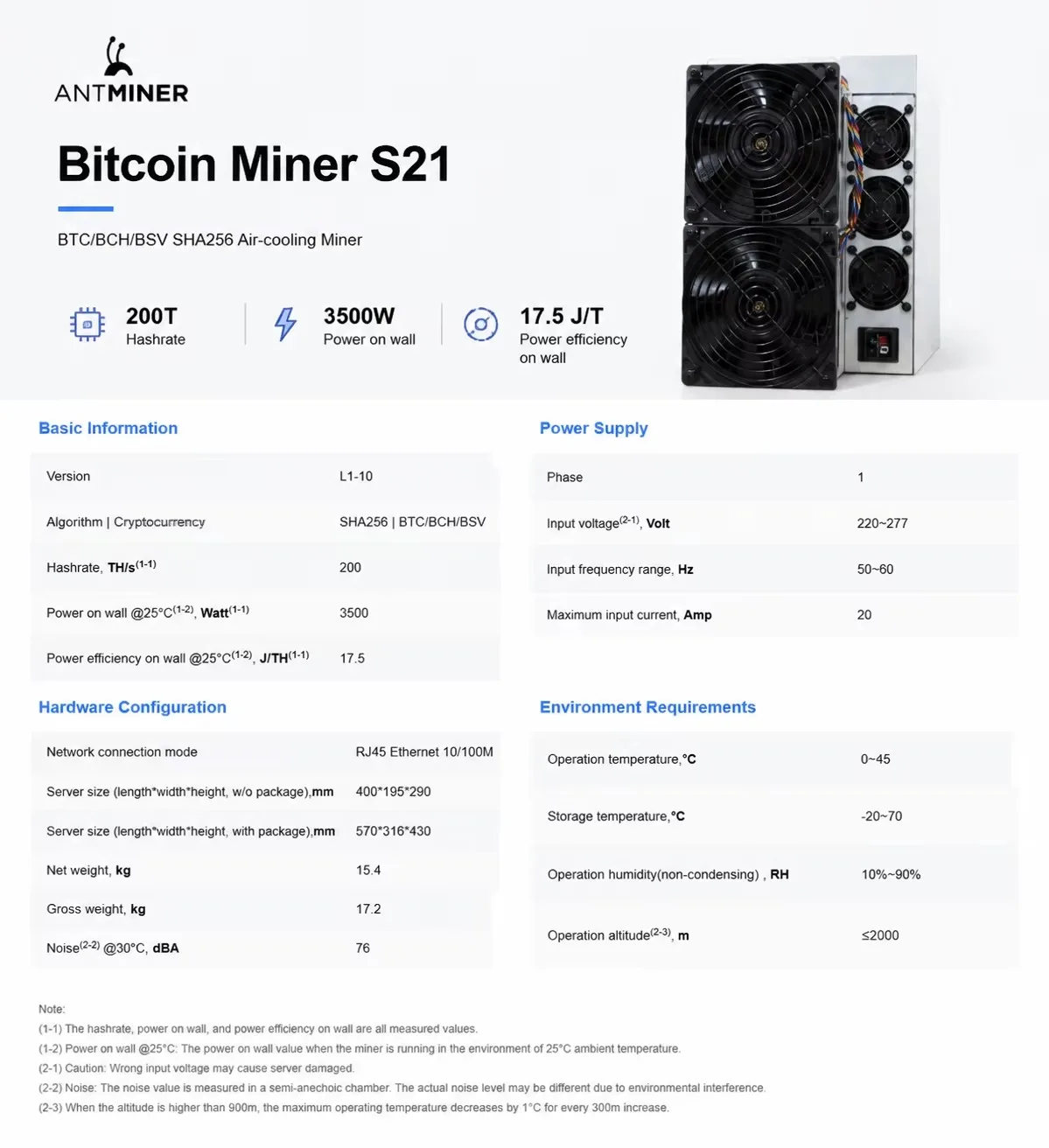 Bitmain Antminer S21 Pro 234T Sha256 Crypto Miner S21 Pro 234th BTC Mining Machine
