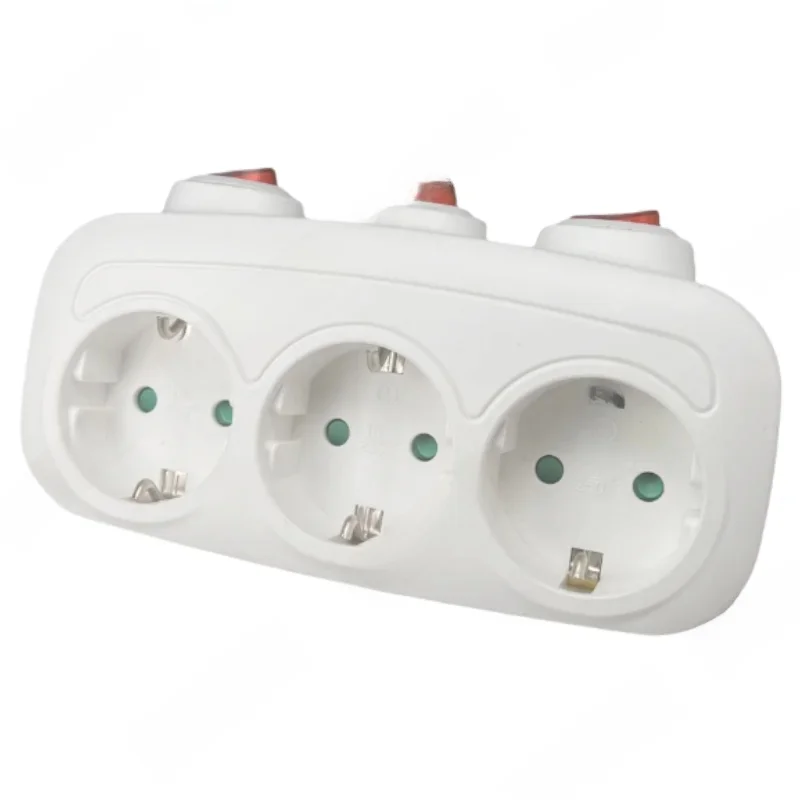 Adaptateur de prise ue multi-prise avec interrupteur individuel marche/arrêt 250V, Standard européen, plusieurs prises électriques, convertisseur de puissance ca