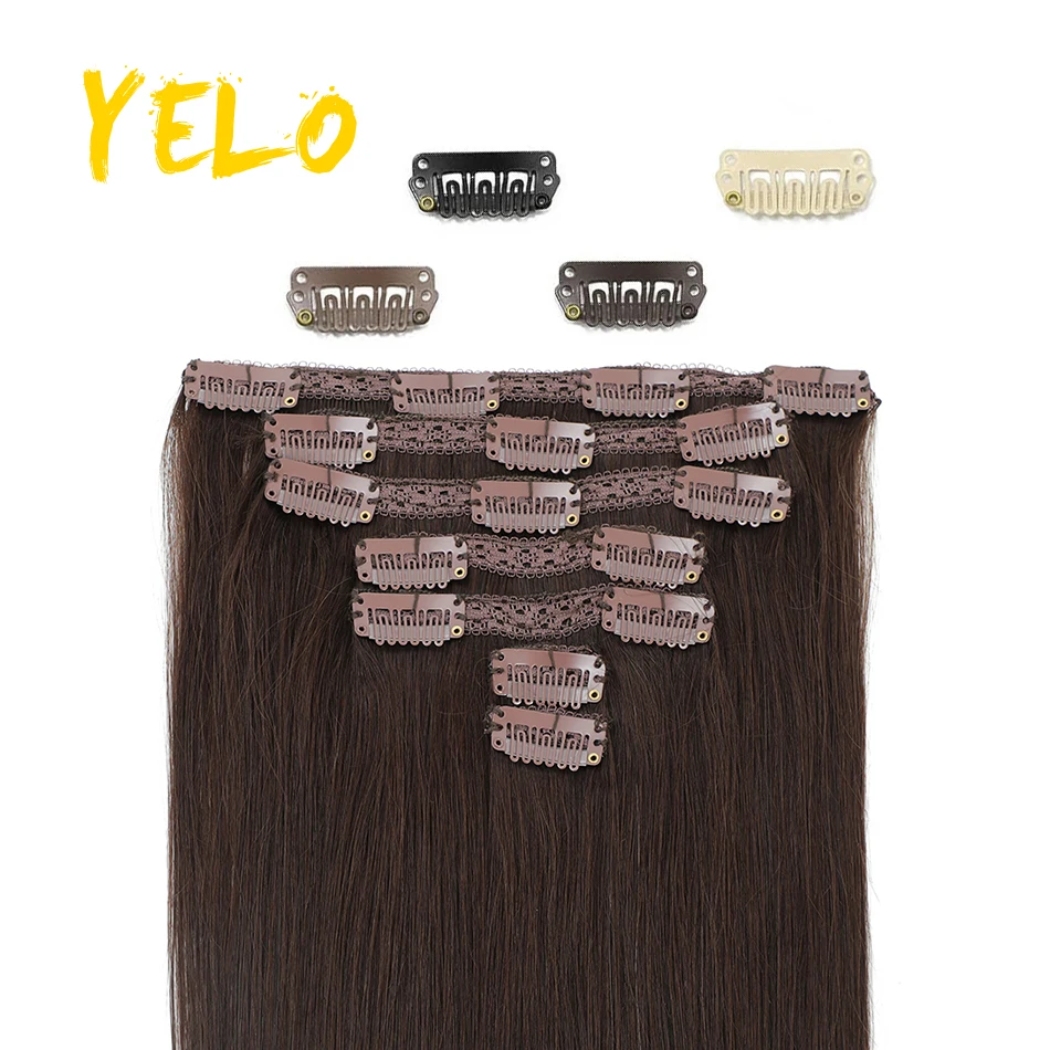 Straight Clip In Hair Extensions Human Hair Natural Color Full Head 7Pcs Clip Ins Hair Brazilian Double Weft Remy Human Hair