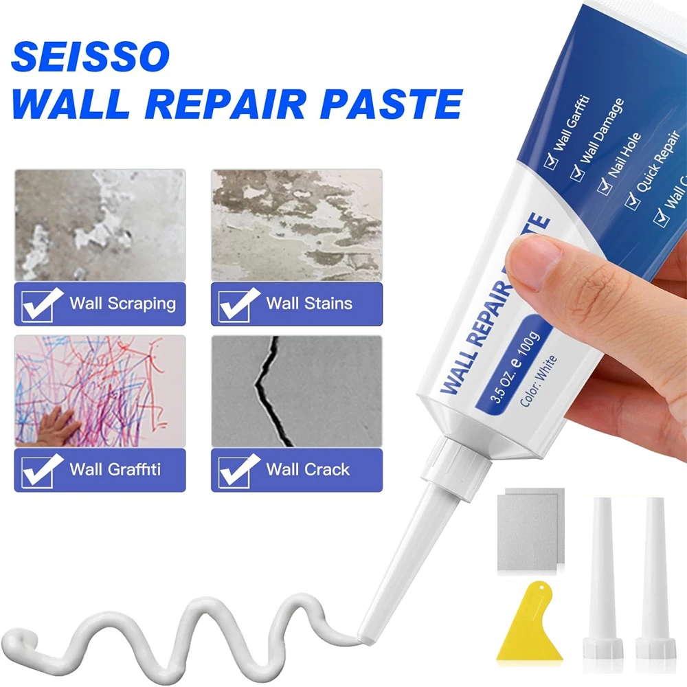 SEISSO 2 Pack Drywall Repair Kit Wall Spackle Repair Kit with Scraper Patch for Wall Hole Filler White Spackle Wall Dent Repair
