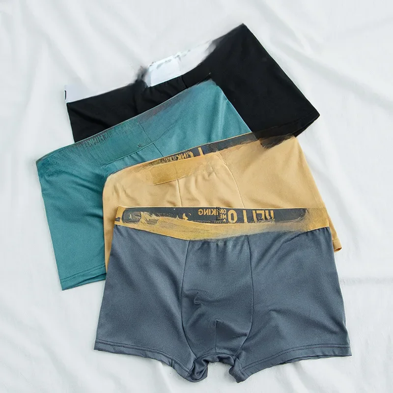 Roupa interior respirável letra HELLO masculina, tamanho positivo, cintura média, algodão