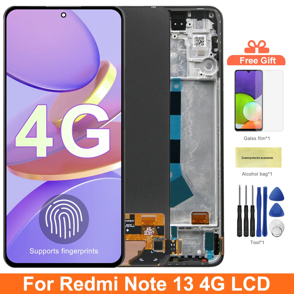 AMOLED Screen for Xiaomi Redmi Note 13 4G 23129RAA4G 23124RA7EO Lcd Display Digital Touch Screen With Frame for Redmi Note 13 4G