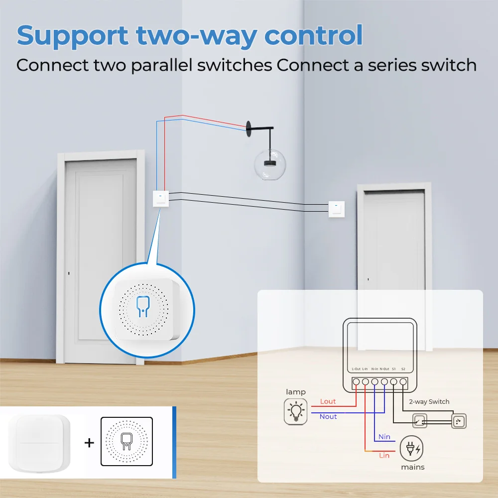 Jinashu Zigbee Switch With Power Monitor 16A Mini Interuptor Inteligentes Wifi tuya smart switch 2 Way Control Smart Relay
