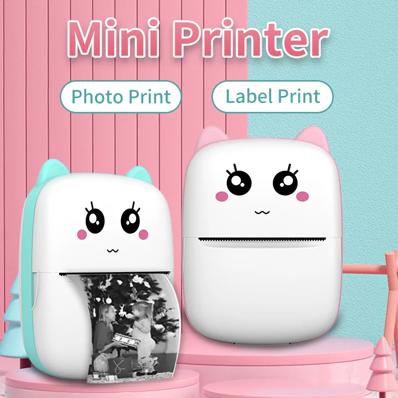 Mini Photo Pocket Printer Portable Thermal Printer Photo Adhesive Label Sticker Printers Bluetooth Wireless Inkless Labels Maker