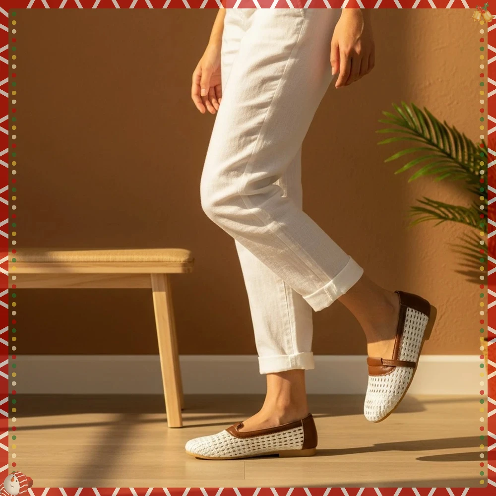 

Удобные балетные сандалии из тканой кожи высшего качества для мужчин и женщин.