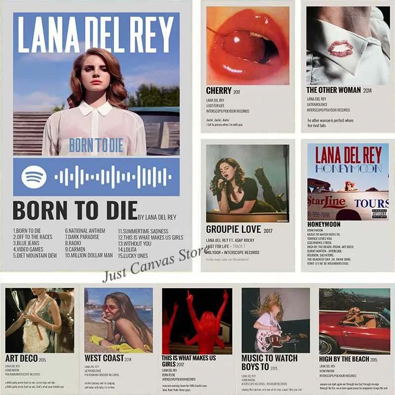 Lana Del Rey Music Album Poster Singer Lizzy Grant Aesthetic Canvas Print Painting Rapper Hip Hop Wall Art Room Home Decoration