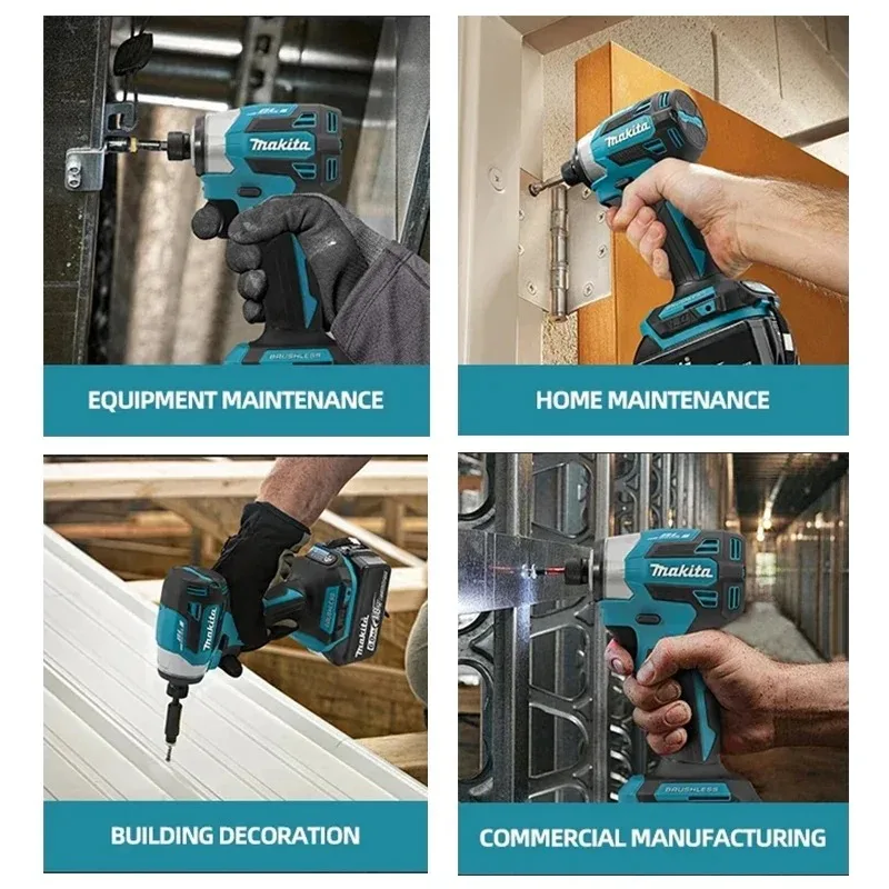 Makita DTD173 Brushless Impact Screwdriver Rechargeable Screwdriver Drilling Machine Cordless Power Tool 18V Battery Power Tool