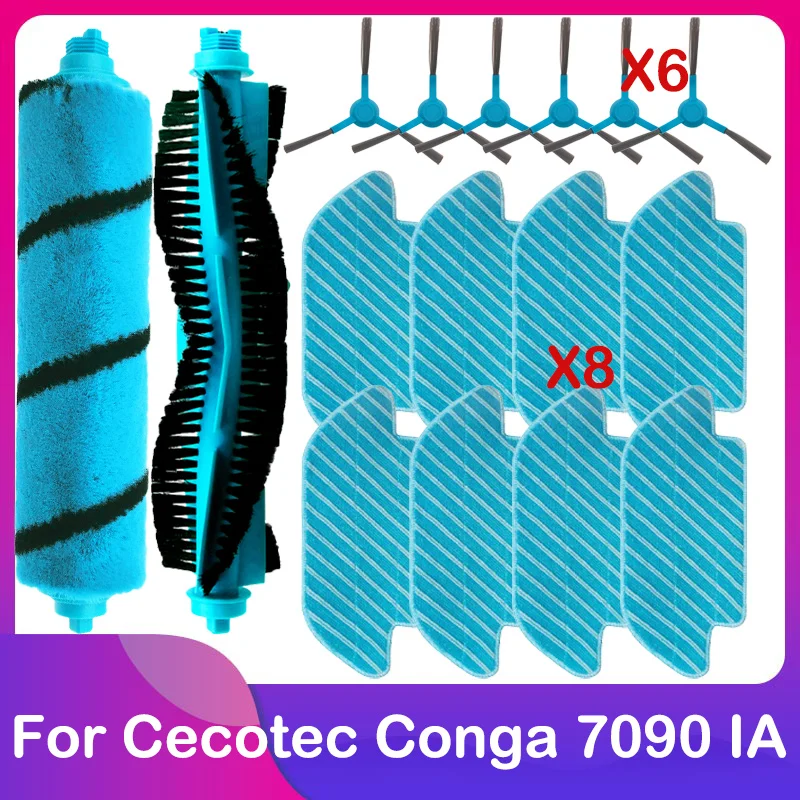 

For Cecotec Conga 7090 IA Robot Vacuum Cleaner Replacement Spare Parts Accessories Main Brush Roller Side Brush Mop Cloth Rag