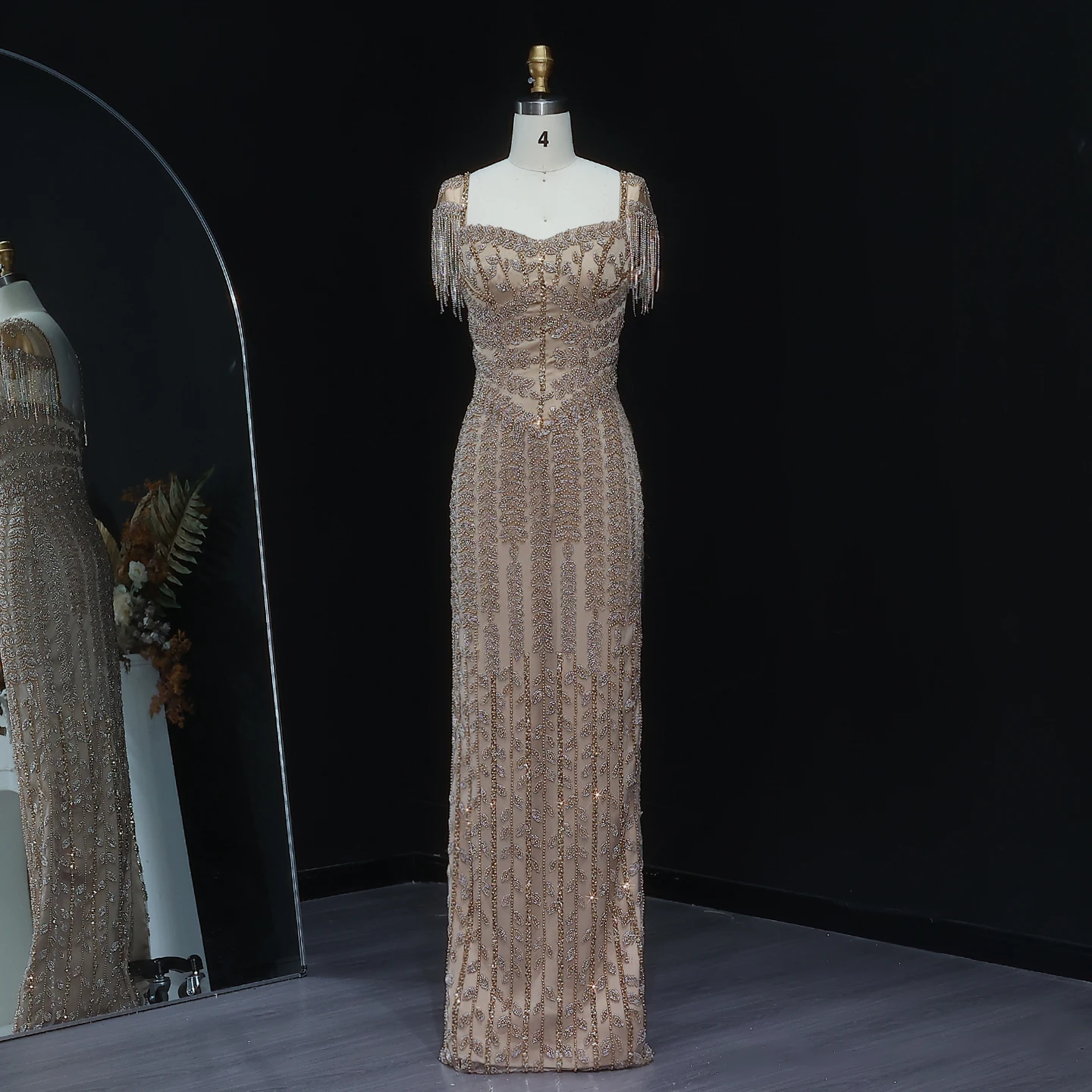 Sharon Said Saudi Arabic Cream Straight Luxury Pink Evening Dress for Women Wedding Elegant Formal Party Gowns SS712 Customized image 5