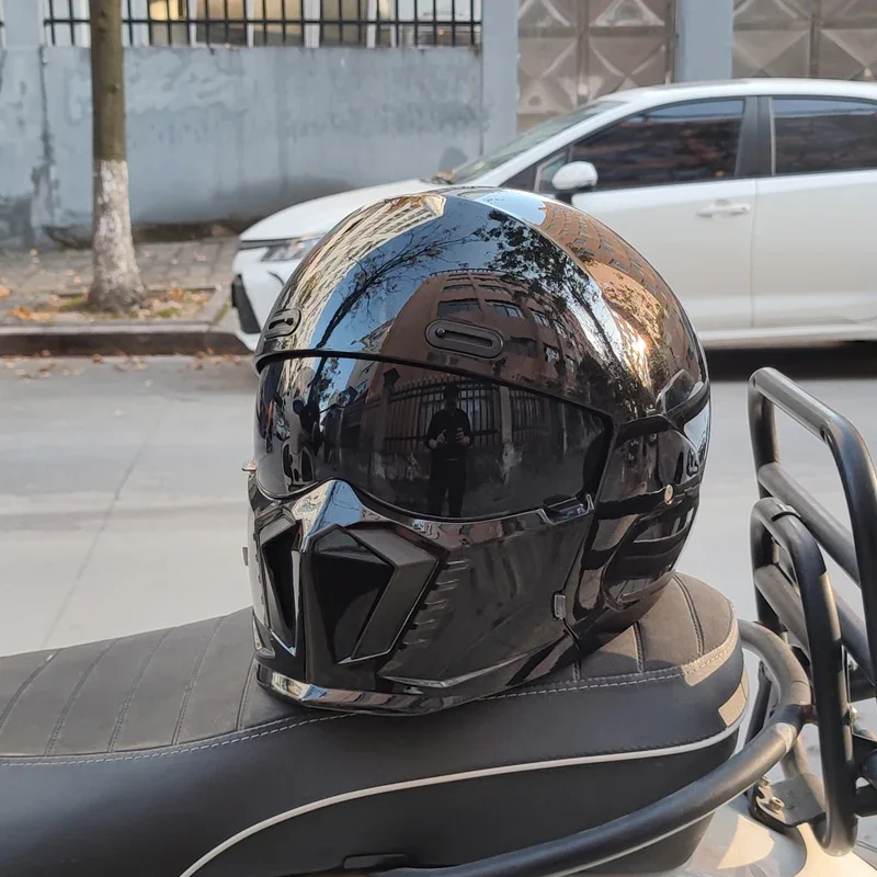 Orz Motorrad Retro Helm Kreuzfahrt Herren und Damen Kombination Vollhelm Skorpion Helm reserviert Bluetooth Kopfhörer Steckplatz