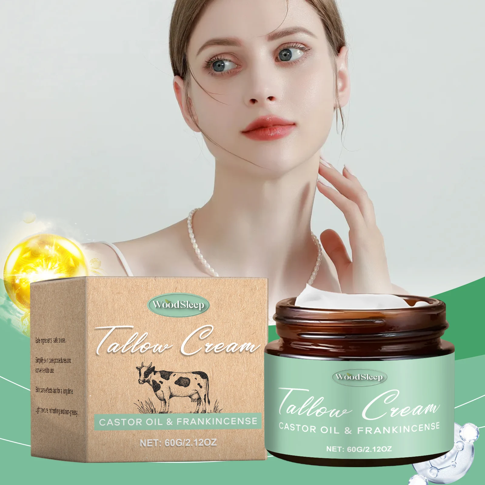 Crema hidratante facial que desvanece las ojeras, elimina las bolsas de los ojos, arrugas suaves, líneas finas, mejora la embotamiento, suero antienvejecimiento Tallow