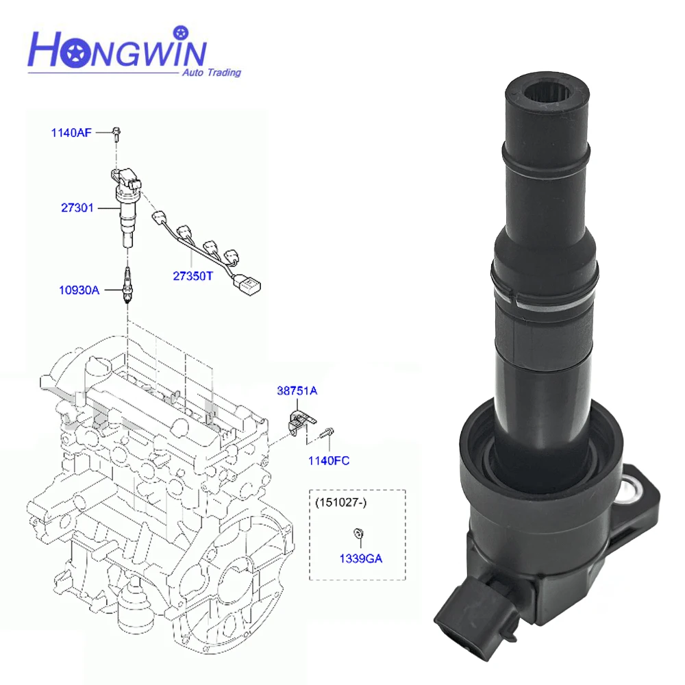 Genuine No.:27300-03150 Ignition Coil Fits Hyundai Kia Rio K2 KX Pegas Stonic Verna Accent Reina 1.4L 2016 2017-UP 2730003150