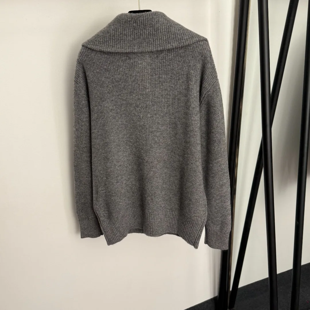 

Autumn and Winter New Half Zipper Big Collar Long Sleeve Sweater Wool Knitted Sweater 53
