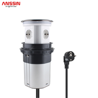 Anssin Multifunction WIFI Smart Motorized Pop Up Table Socket With 3 German Outlets 2 USB Suitable For Home Office Plug Adapters