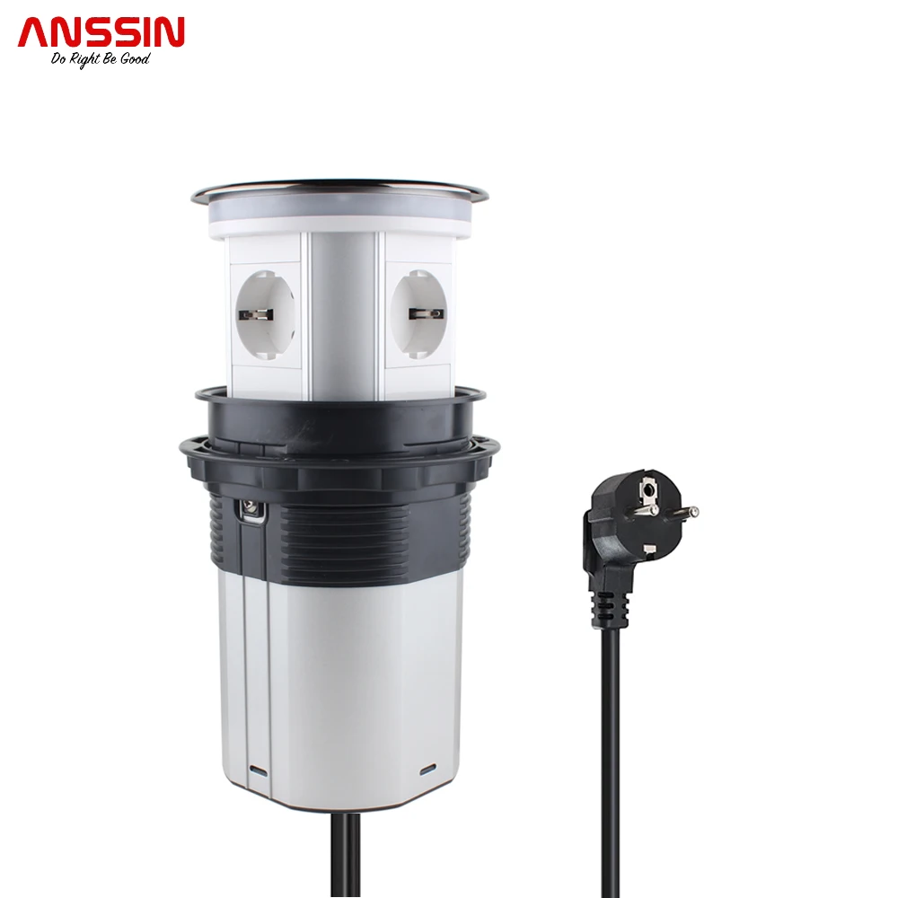 Anssin-tomada de Mesa Pop up Motorizada Inteligente Multifuncional Wifi Saídas Alemãs Portas Usb Adequado para Casa Adaptadores de Plugue de Escritório