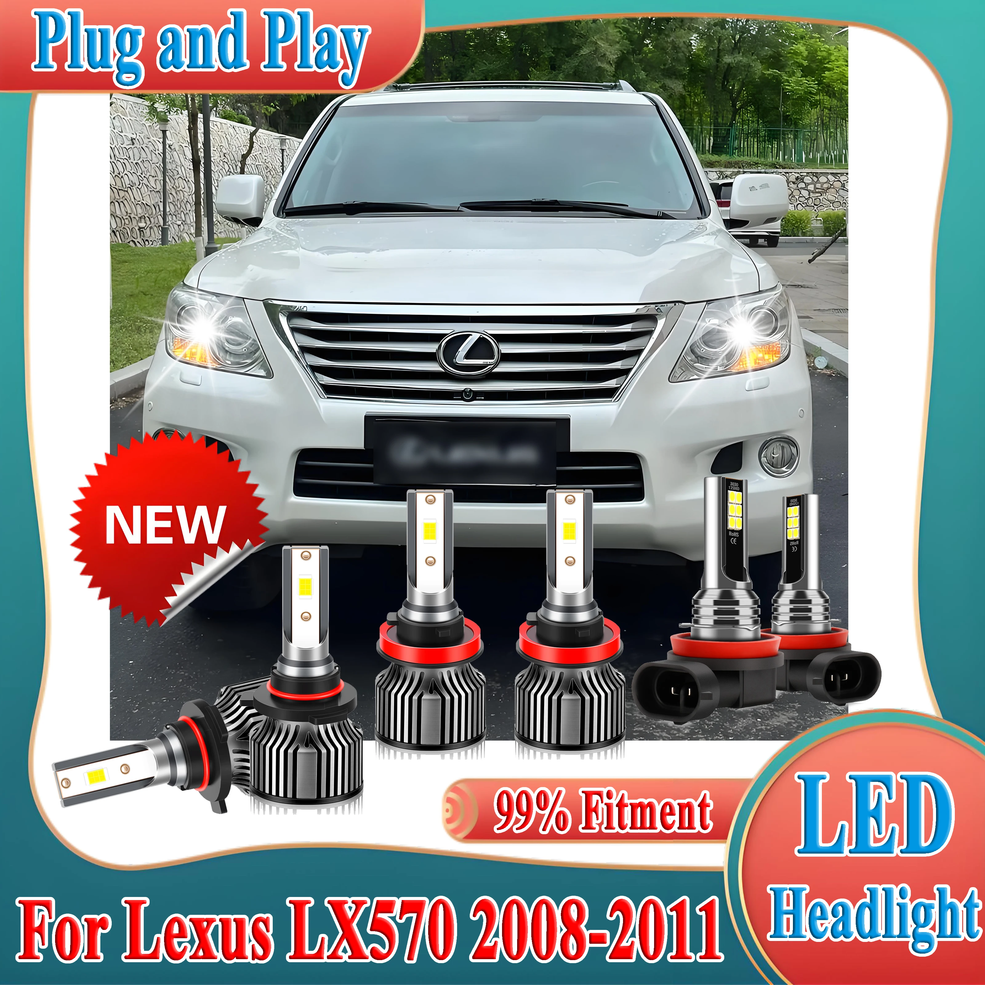 

360W Car LED Headlight Bulbs 60000LM Super Bright Auto Headlamps 12V 24V Fog Lights For Lexus LX570 2008 2009 2010 2011