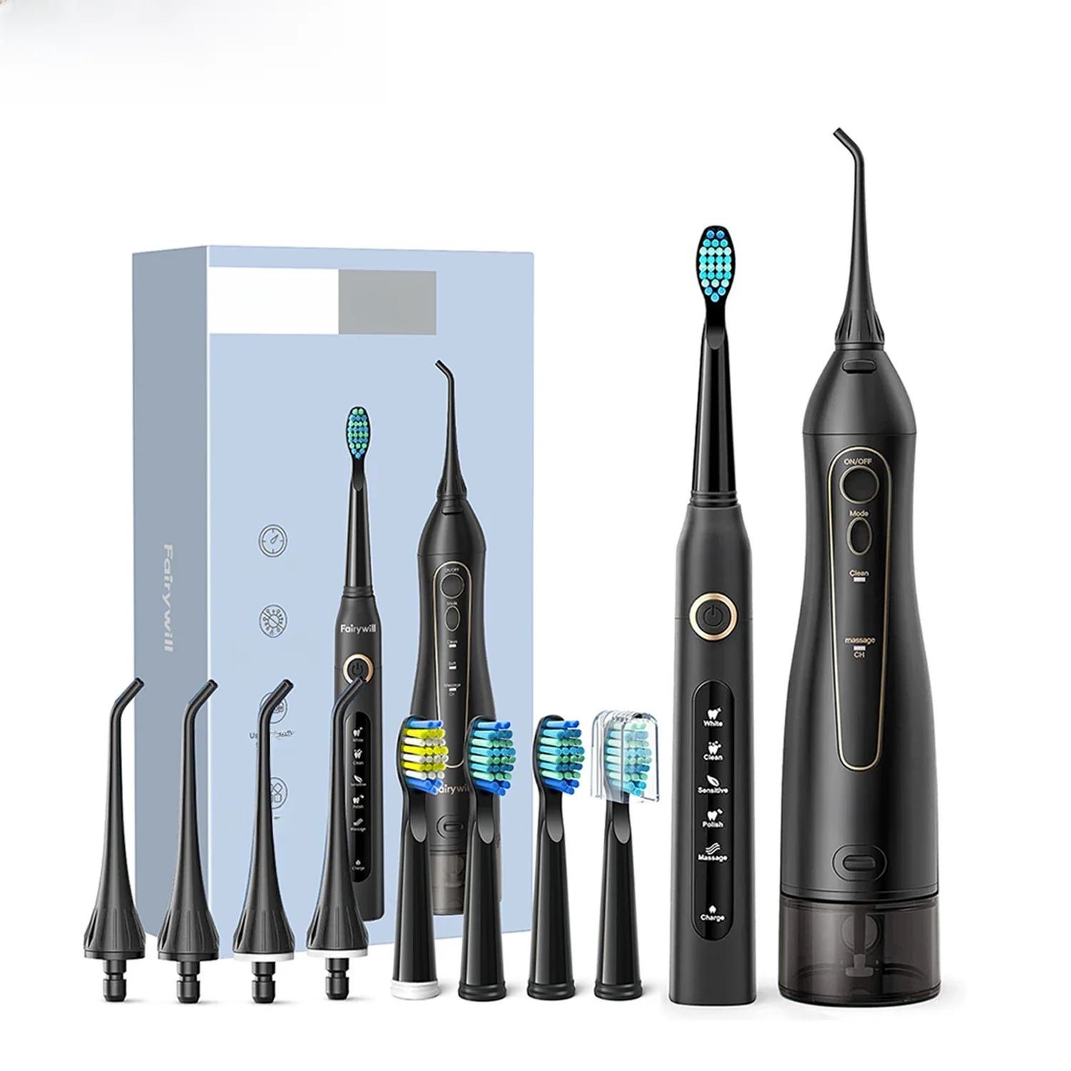 Fairywill irygator wodny irygator doustny akumulator przenośny Dental 3 tryby zbiornik na wodę do zębów 300ML wodoodporny środek do czyszczenia zębów — 2