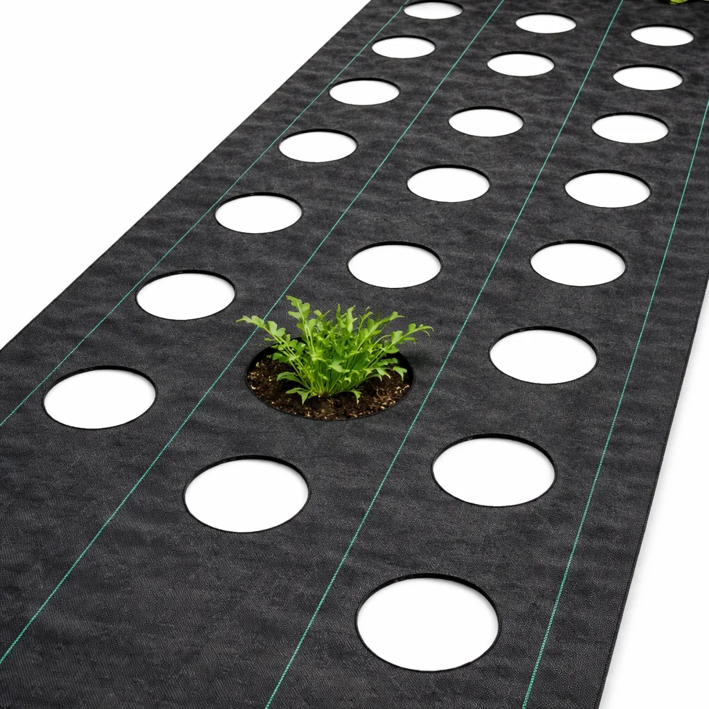 Premium onkruidbestrijdingsdoek met plantgaten 1,1 x 10 m, afstand tussen de gaten = 10 cm, 3 rijen, UV-bestendige grondbedekking voor aardbeien, komkommers, kruiden & tuinplanten | Het leven in de