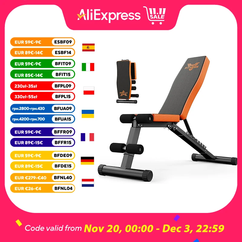 Weight Bench Foldable Adjustable Multifunctional Training Bench Incline Bench for Full Body Workout Max 300 kg with pull cord