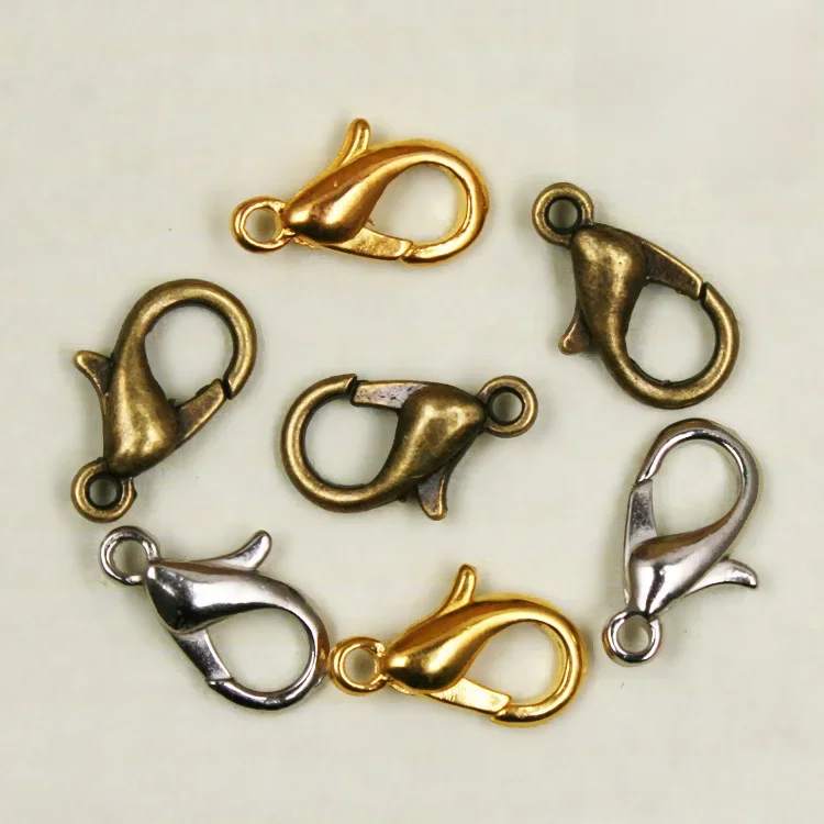 12 sztuk złota/rod/w stylu Vintage brąz Plated Lobster zatrzaski haki biżuteria ustalenia 12mm darmowa wysyłka — zdjęcie 2