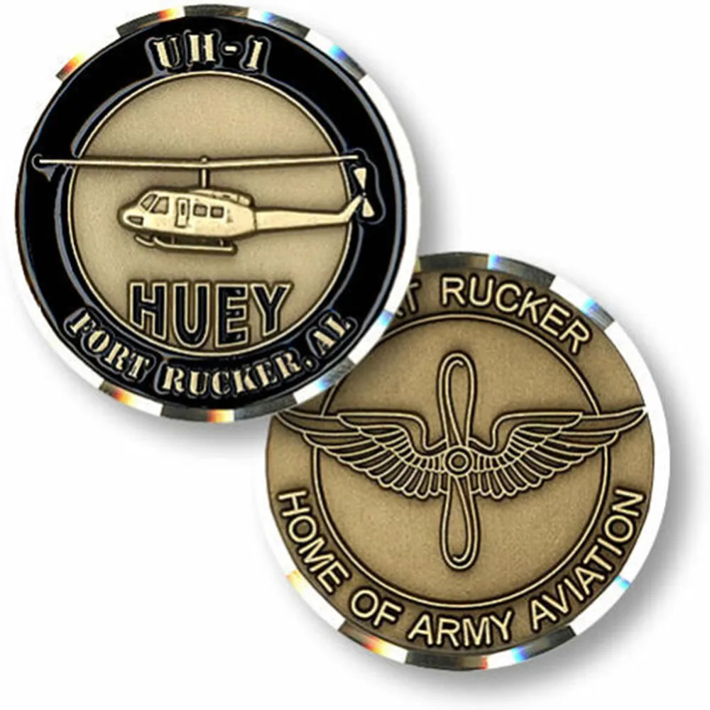 Huey Helicopter UH 1 Fort Rucker Army Challenge Coin St, USAF Round Coins, 40*3mm