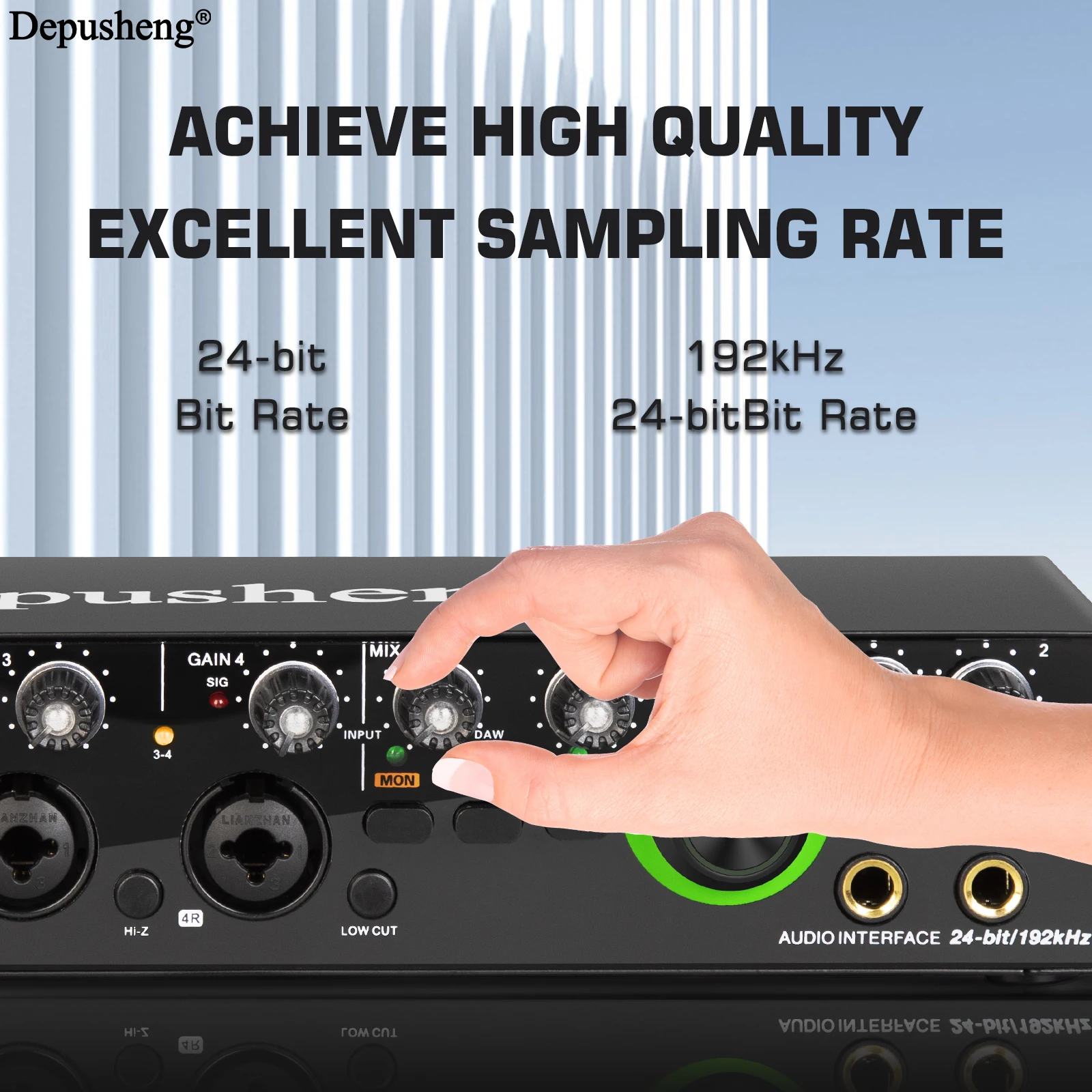 Depusheng Interfaccia audio Convertitore AD scheda audio RX4 con monitoraggio della chitarra elettrica Registrazione dal vivo per canto in studio Podcast