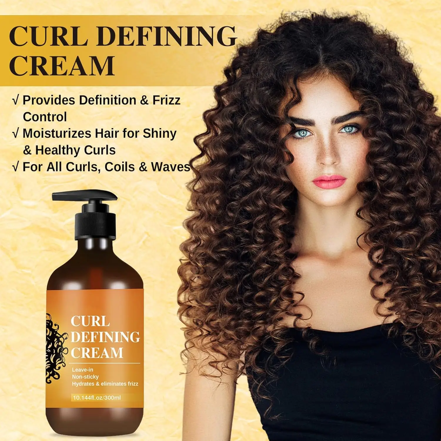 Curl Defining Cream, Argan Oil Moisturizing Mask to Improve Wavy and Curly Hair, Curling Straightening Creams Detangles, Conditions and Reduces Frizz, 9.468 Ounces