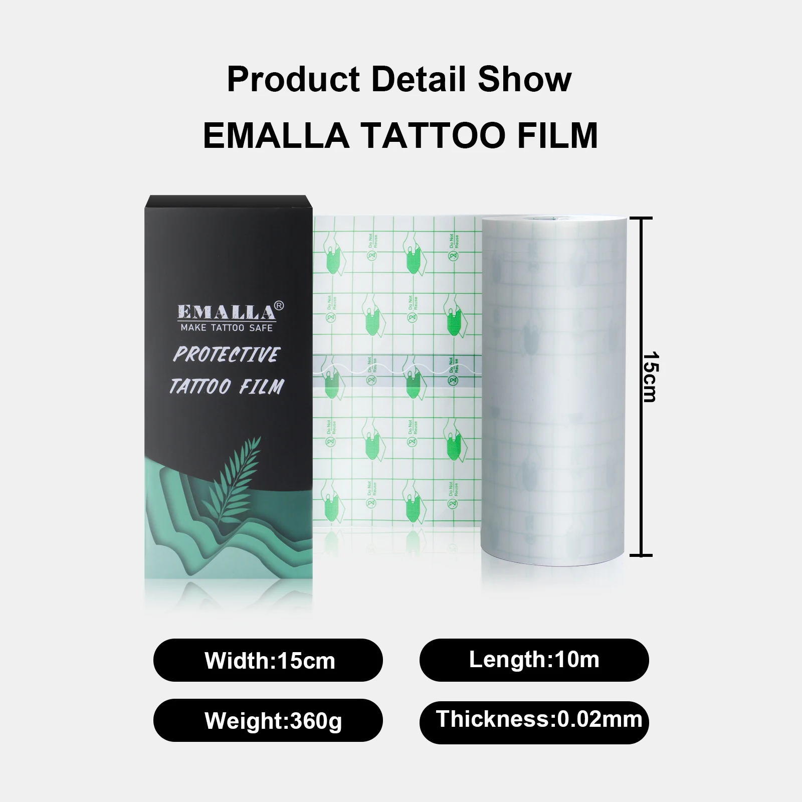 EMALLA 10M Waterproof Tattoo Bandage Roll Sizes 5/10/15/20CM Protective Breathable Tattoo Film Aftercare for Tattoo Accessories