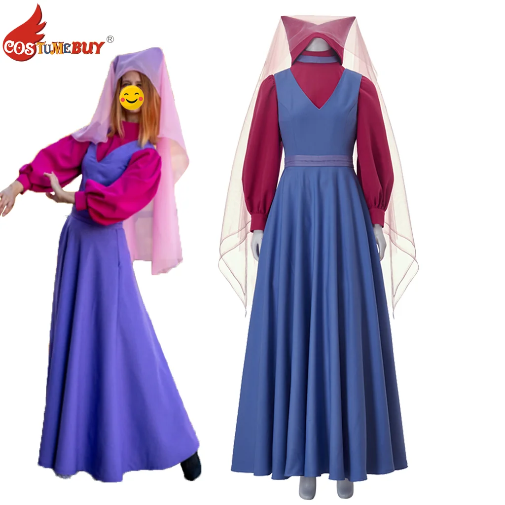 

Robin Hood Animated Film Lady Marian Cosplay Costume,Cartoon Fox Spirit Maid Dress, Adult Women Top Skirt Suit with Veil Outfits