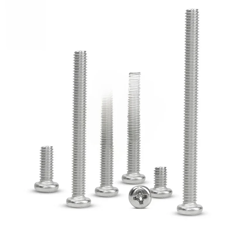 Vis à tête cylindrique encastrée en acier inoxydable M1 M1.2 M1.4 M1.6 M2 M2.5 M3 M4 DIN7985 GB818 304, vis Phillips