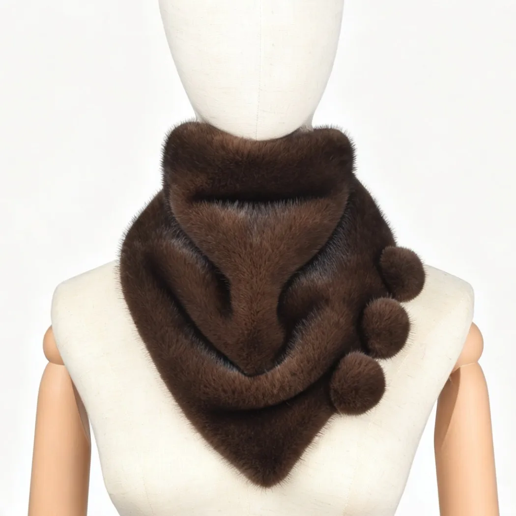 Women's Autumn/Winter Triangular Faux Mink Fur Scarf – Warm, Stylish Versatile and Neck-Protecting With Magnetic Closure