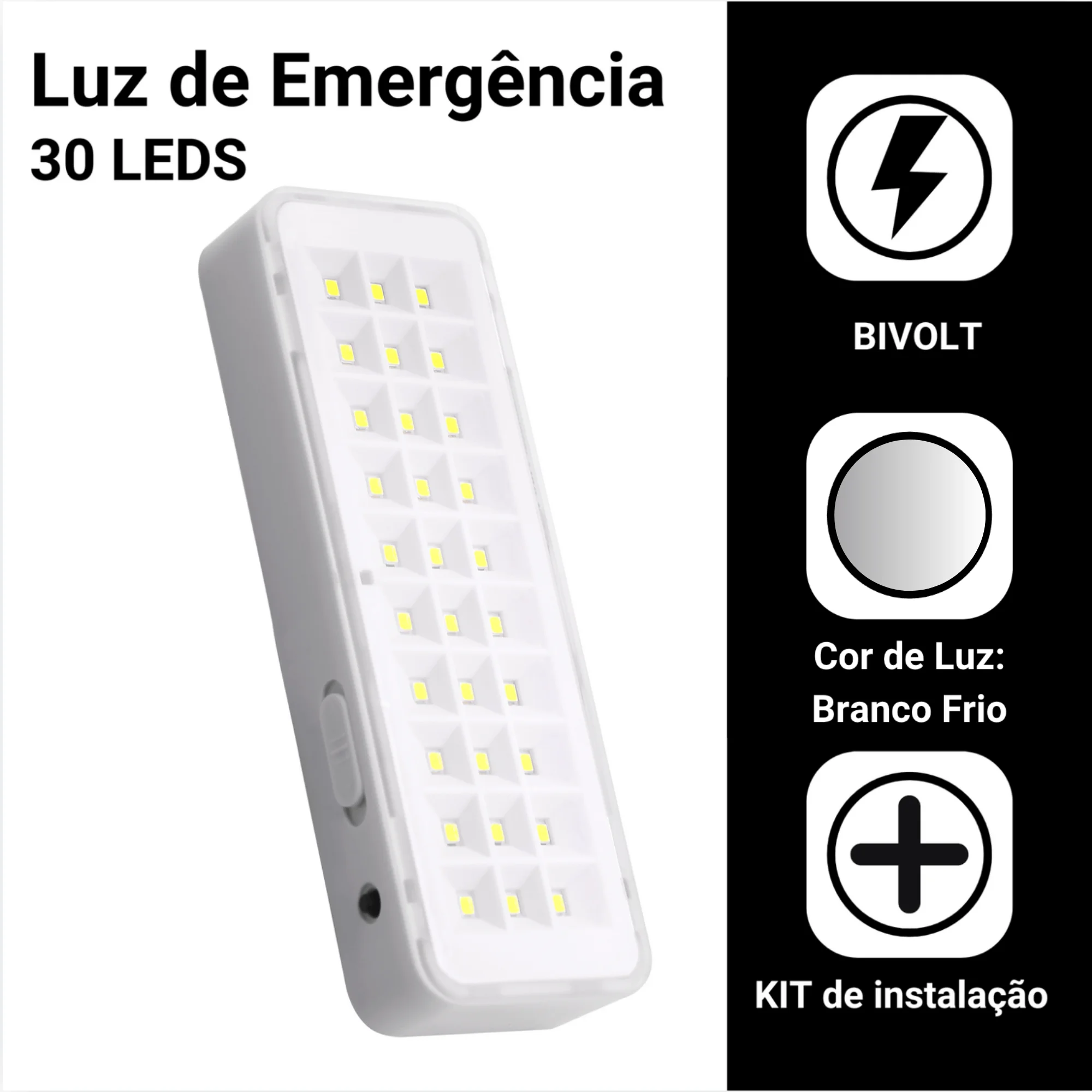 Kit 2 Luminaria Emergencia 30LEDs Batería Recargable