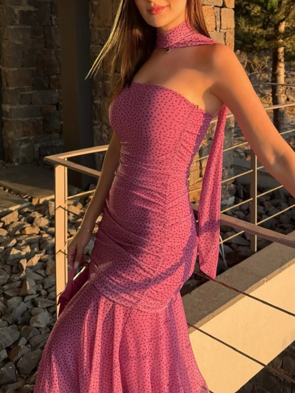 Retro Sexy Hottie Chic Women Dress Polka Dot Sleeveless Backless Maxi Dress Fashion 2025 Summer Evening Party Club Dress