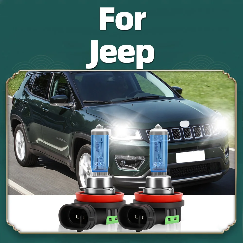 2Pcs Halogen Bulbs 12V Halogen Fog Lamps 100W Foglights For Jeep Compass 2014-2021 Grand Cherokee 2017-2023 Renegade 2015-2023