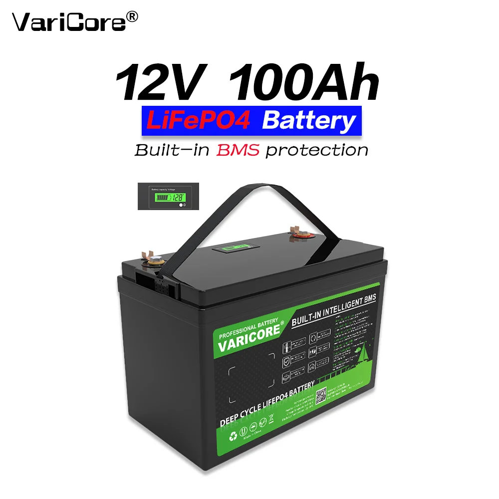 12V 100Ah LiFePO4 Batterij Deep Cycle Oplaadbare Lithium-ijzerfosfaat Batterij met BMS voor RV Camping Zonne-energiesysteem Boot