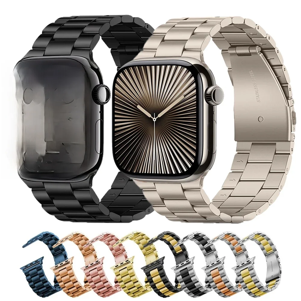 Edelstahlarmband für Apple Watch 46 mm Ultra 49 mm, Metallarmband für iWatch 12 11 10 9 8 SE 42 mm, Business-Uhrenarmband